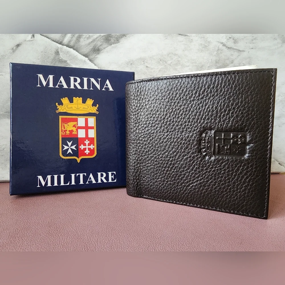 Marina Militare Italuan 100% REAL LEATHER Men's Wallet - Dark Brown